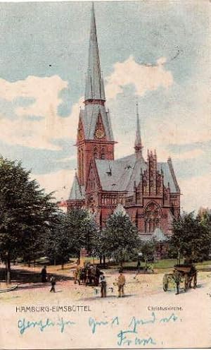 Bild des Verkufers fr Christuskirche. Ansichtskarte in farbigem Lichtdruck. Abgestempelt Hamburg 25.10.1901. zum Verkauf von Antiquariat Heinz Tessin