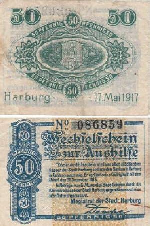 Bild des Verkufers fr Wechselschein zur Aushilfe ber 50 Pfennig. zum Verkauf von Antiquariat Heinz Tessin