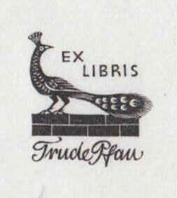 Bild des Verkufers fr Exlibris fr Trude Pfau. Holzschnitt von Ellen Beck, mit Bleistift signiert. zum Verkauf von Antiquariat Heinz Tessin