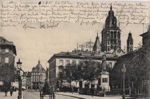 Gutenbergplatz. Ansichtskarte in Lichtdruck. Abgestempelt Mainz 16.06.1905.