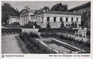 Blick über den Rosengarten auf das Lindenbad Ansichtskarte in Lichtdruck. Abgestempelt Schönebeck...