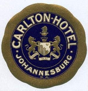 Seller image for Carlton-Hotel Johannesburg S.A. In blau und gold gedruckt, rckseitig mit Gummierung. for sale by Antiquariat Heinz Tessin