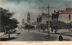 West Street. Ansichtskarte in farbigem Lichtdruck. Abgestempelt Lourenco Marques 09.05.1909.