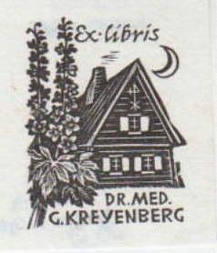 Bild des Verkufers fr Exlibris fr Dr. G. Kreyenberg. Holzschnitt von Ellen Beck auf Japanpapier. zum Verkauf von Antiquariat Heinz Tessin