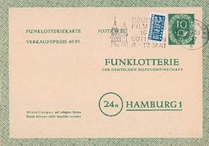 Bundesrepublik. 10 Pfennig. Verkaufspreis 65 Pfennig. Ganzsache abgestempelt Göttingen 11.03.1953.