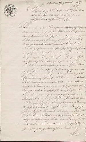 Handschriftliche Notariatsurkunde, in der die verwitwete Frau Commerzienräthin Catharina Sophie B...