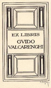 Exlibris für Guido Valcarenghi. Strichätzung von Giulio Cisari, unten rechts signiert.