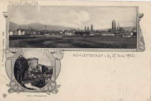 Bild des Verkufers fr Zwei Ansichten (Gesamtansicht, Hoh-Knigsburg). Ansichtskarte in Lichtdruck. Abgestempelt Schlettstadt 27.05.1902. zum Verkauf von Antiquariat Heinz Tessin