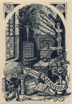 Bild des Verkufers fr Exlibris fr Paul Nicola Rataiczak. Klischedruck von Walter Schulte vom Brhl zum Verkauf von Antiquariat Heinz Tessin