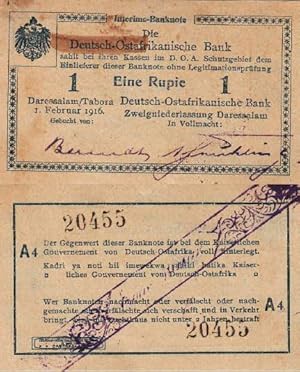 Die Deutsch-ostafrikanische Bank. Geldschein über 1 Rupie.