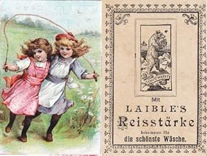 Image du vendeur pour Laible`s Reisstrke. Werbekarte in Chromolithographie, Rckseite mit Werbung. mis en vente par Antiquariat Heinz Tessin