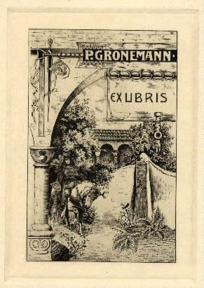 Exlibris für P.Gronemann. Original-Radierung von Paul Singer.