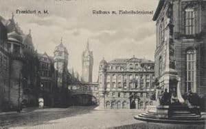 Bild des Verkufers fr Rathaus mit Einheitsdenkmal. Ansichtskarte in Lichtdruck. Abgestempelt Frankfurt a.M. 11.08.1922. zum Verkauf von Antiquariat Heinz Tessin