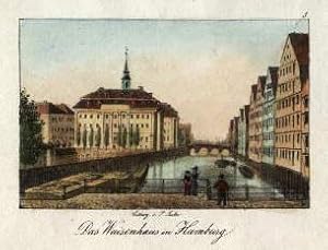 Das Waisenhaus. Kolorierte Lithographie von Peter Suhr.