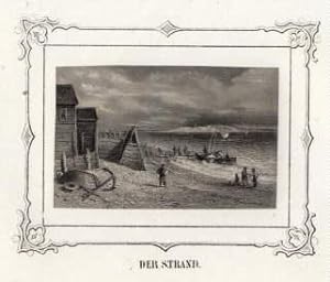Bild des Verkufers fr Der Strand. Stahlstich mit ornamentaler Bordre (von James Gray), zum Verkauf von Antiquariat Heinz Tessin