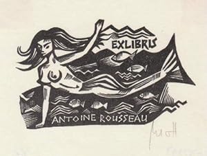 Bild des Verkufers fr Exlibris fr Antoine Rousseau. Holzschnitt von Norbert Ott, unten rechts mit Bleistift signiert. zum Verkauf von Antiquariat Heinz Tessin