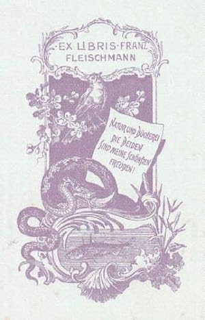 Bild des Verkufers fr Exlibris fr Franz Fleischmann. Klischedruck in violett von Karl Drechsler, Leipzig. zum Verkauf von Antiquariat Heinz Tessin