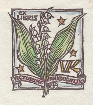 Bild des Verkufers fr Exlibris fr Victorine an Koolwijk. Kolorierter Holzschnitt von Otto Feil, Wien. zum Verkauf von Antiquariat Heinz Tessin