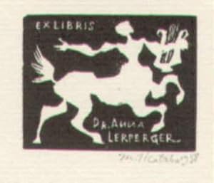 Bild des Verkufers fr Exlibris fr Dr. Anna Lerperger. Holzschnitt von Emil Kotrba, unten mit Bleistift signiert. zum Verkauf von Antiquariat Heinz Tessin