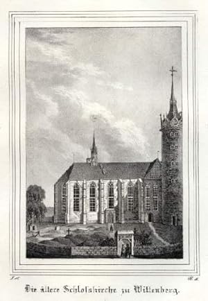 Die ältere Schloßkirche. Kreidelithographie aus Saxonia.