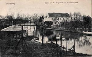 Bild des Verkufers fr Partie an der Stepenitz mit Schwanenhaus. Ansichtskarte in Lichtdruck. Abgestempelt Perleberg 07.05.1912. zum Verkauf von Antiquariat Heinz Tessin