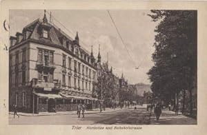 Nordallee und Bahnhofstrasse. Ansichtskarte in Lichtdruck. Abgestempelt Trier 13.06.1918.