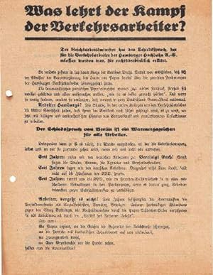 Der Reichsarbeitsminister hat den Schiedsspruch, der für die Verkehrsarbeiter der Hamburger Hochb...