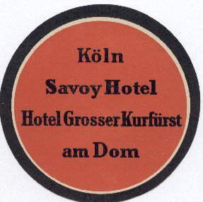 Immagine del venditore per Kln. Savoy Hotel - Hotel Grosser Kurfrst am Dom. In zwei Farben gedruckt. Unbenutzt. venduto da Antiquariat Heinz Tessin