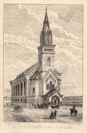 Die deutsche reformierte Kirche (Den tysk-reformeerte Kirke i St. Petersborg). Dänische Federlith...