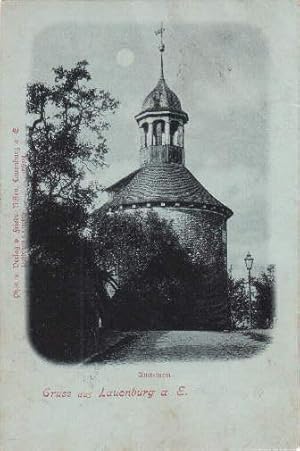 Bild des Verkufers fr Gruss aus Lauenburg a.E. Amtsturm. Ansichtskarte in Lichtdruck auf blulichem Papier. Abgestempelt Lauenburg 16.03.1899. zum Verkauf von Antiquariat Heinz Tessin