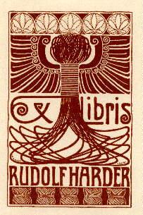 Exlibris für Rudolf Harder. Klischéedruck von Heinrich Zehn.