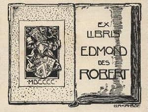 Bild des Verkufers fr Exlibris fr Edmond des Robert. Klischedruck von Lorenz M. Rheude. zum Verkauf von Antiquariat Heinz Tessin