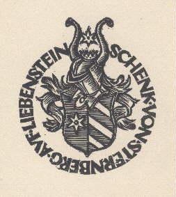 Bild des Verkufers fr Exlibris fr Schenk von Sternberg auf Liebenstein. Original-Holzschnitt von Hans Halm. zum Verkauf von Antiquariat Heinz Tessin