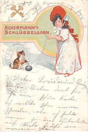 Schlüsselgarn. Postkarte in farbigerLithographie. Abgestempelt Halle 24.08.1905 (Flaggenstempel).