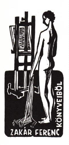 Bild des Verkufers fr Exlibris fr Ferenc Zakar Linolschnitt von Bla Stettner. zum Verkauf von Antiquariat Heinz Tessin