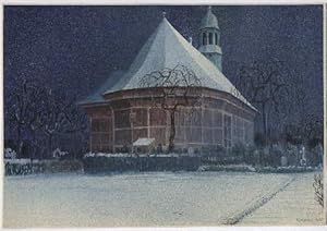 Hammer Kirche. Farbige Original-Zeichnung von W. Hensel, unten rechts signiert und datiert, auf d...