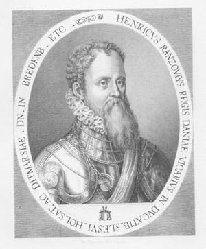 Bild des Verk�ufers f�r D�nischer Staatsmann deutscher Herkunft, seit 1556 Stadthalter in Holstein. Lithographie nach einem Kupferstich im Verlag E.Baerentzen. zum Verkauf von Antiquariat Heinz Tessin