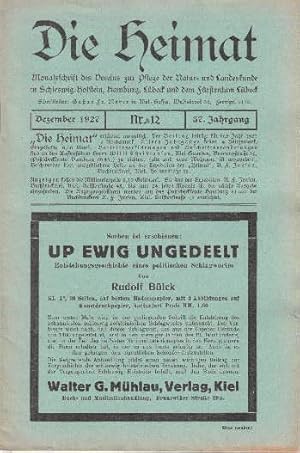 Die Heimat. Monatsschrift des Vereins zur Pflege der Natur- und Landeskunde in Schleswig-Holstein...