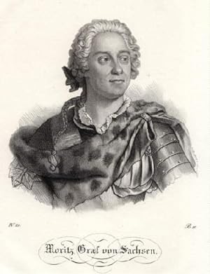 Bild des Verkufers fr (1696 -1750) Graf von Sachsen. Kreidelithographie aus Saxonia. zum Verkauf von Antiquariat Heinz Tessin