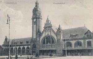 Bild des Verkufers fr Hauptbahnhof. Ansichtskarte in Lichtdruck. Abgestempelt Crefeld 17.08.1908. zum Verkauf von Antiquariat Heinz Tessin