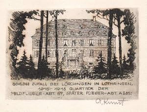 Schloss Zufall bei Lörchingen in Lothrigen, 1915-1918 Quartier der Feldflieger-Abteilung 67, spät...