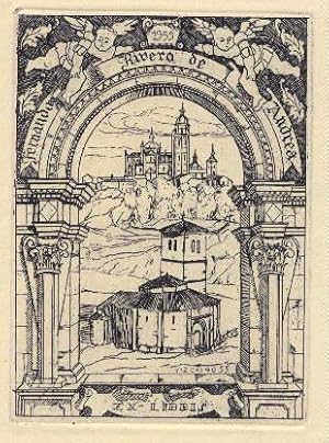 Imagen del vendedor de Exlibris fr Fernando Rivero de Andrea. Original-Radierung von Rogelio P.Vizcaino. a la venta por Antiquariat Heinz Tessin