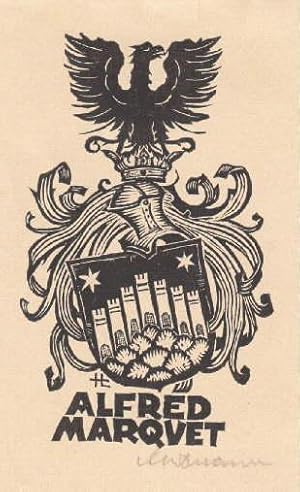 Image du vendeur pour Exlibris fr Alfred Marquet. Holzschnitt von Leopold Hofmann, unten rechts mit Bleistift signiert. mis en vente par Antiquariat Heinz Tessin