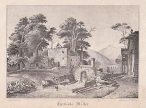 Türkische Mühlen bei Bruska. Lithographie von C.Ferslew & Co. im Verlag S.Trier.