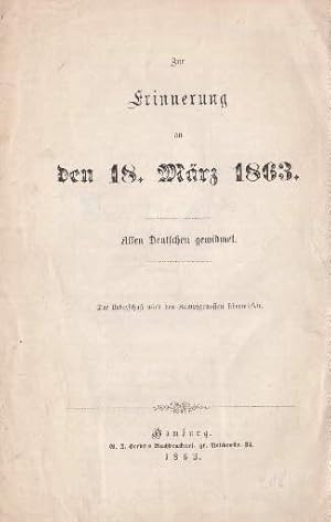 Immagine del venditore per an den 18. Mrz 1863. Allen Deutschen gewidmet. venduto da Antiquariat Heinz Tessin