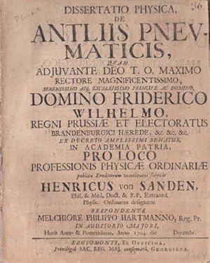 Dissertatio Physica, de Antliis Pnaumaticis.