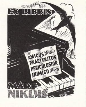 Seller image for Exlibris fr Mart Niklus. Holzschnitt von Enn Kera. Um for sale by Antiquariat Heinz Tessin
