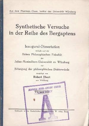 Seller image for Synthetische Versuche in der Reihe des Bergaptens. Inaugural-Dissertation. for sale by Antiquariat Heinz Tessin