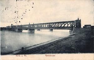 Rheinbrücke. Ansichtskarte in Lichtdruck. Abgestempelt Kehl 12.09.1914.