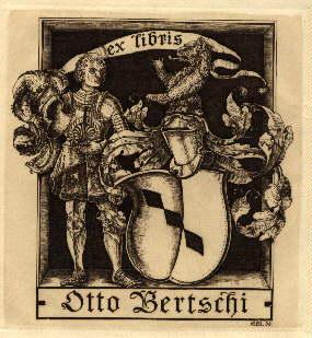 Bild des Verkufers fr Exlibris fr Otto Bertschi. Original-Radierung von E.Stemmer, Bern. zum Verkauf von Antiquariat Heinz Tessin
